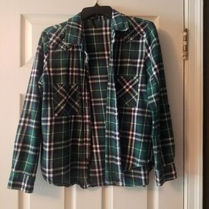 Studded Green Plaid shirt! Thick! Great condition!